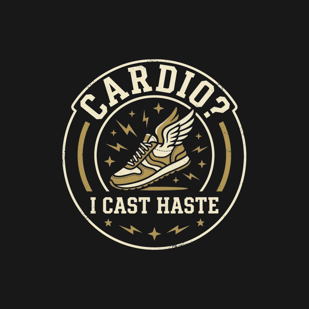 Cardio? I Cast Haste. | Nerd Fitness Tee design artwork