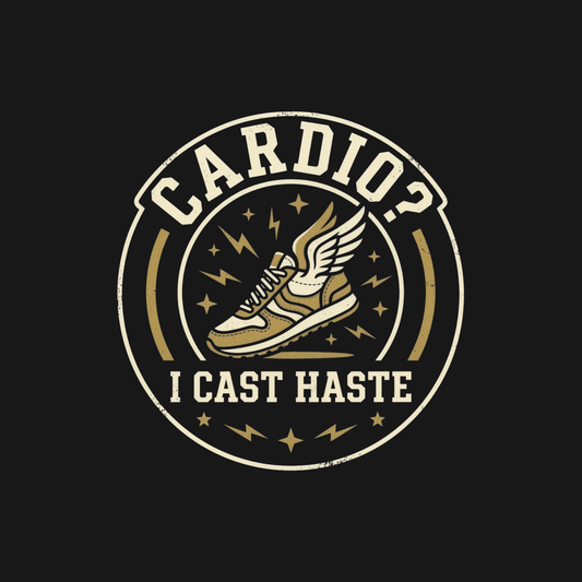 Cardio? I Cast Haste. | Nerd Fitness Tee design artwork