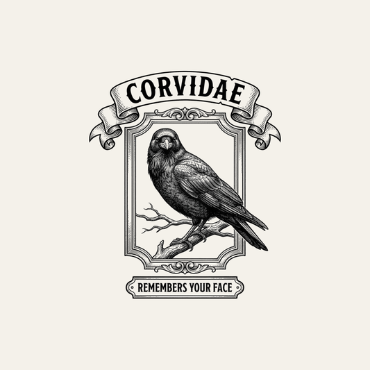 Corvidae: Remembers Your Face | Vintage Science Tee design artwork