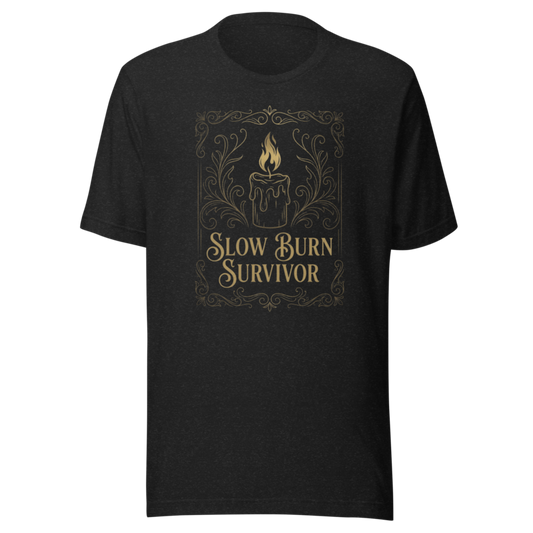 Slow Burn Survivor | Bookish Romance Tee - Black Heather