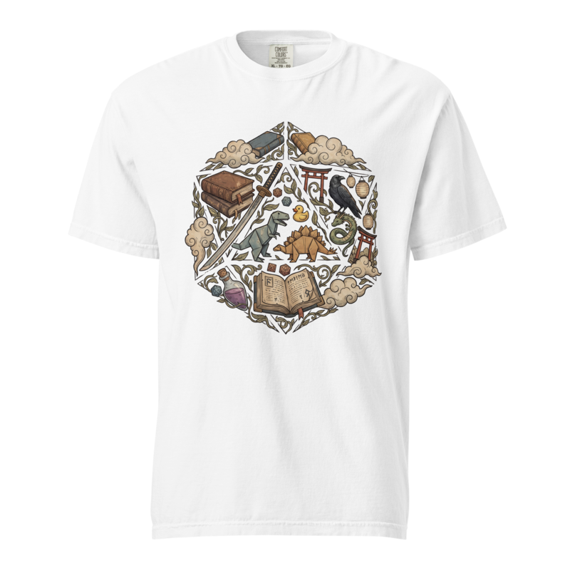 The Subtle Nerd Universe | d20 Montage Shirt | Vintage Tee - White