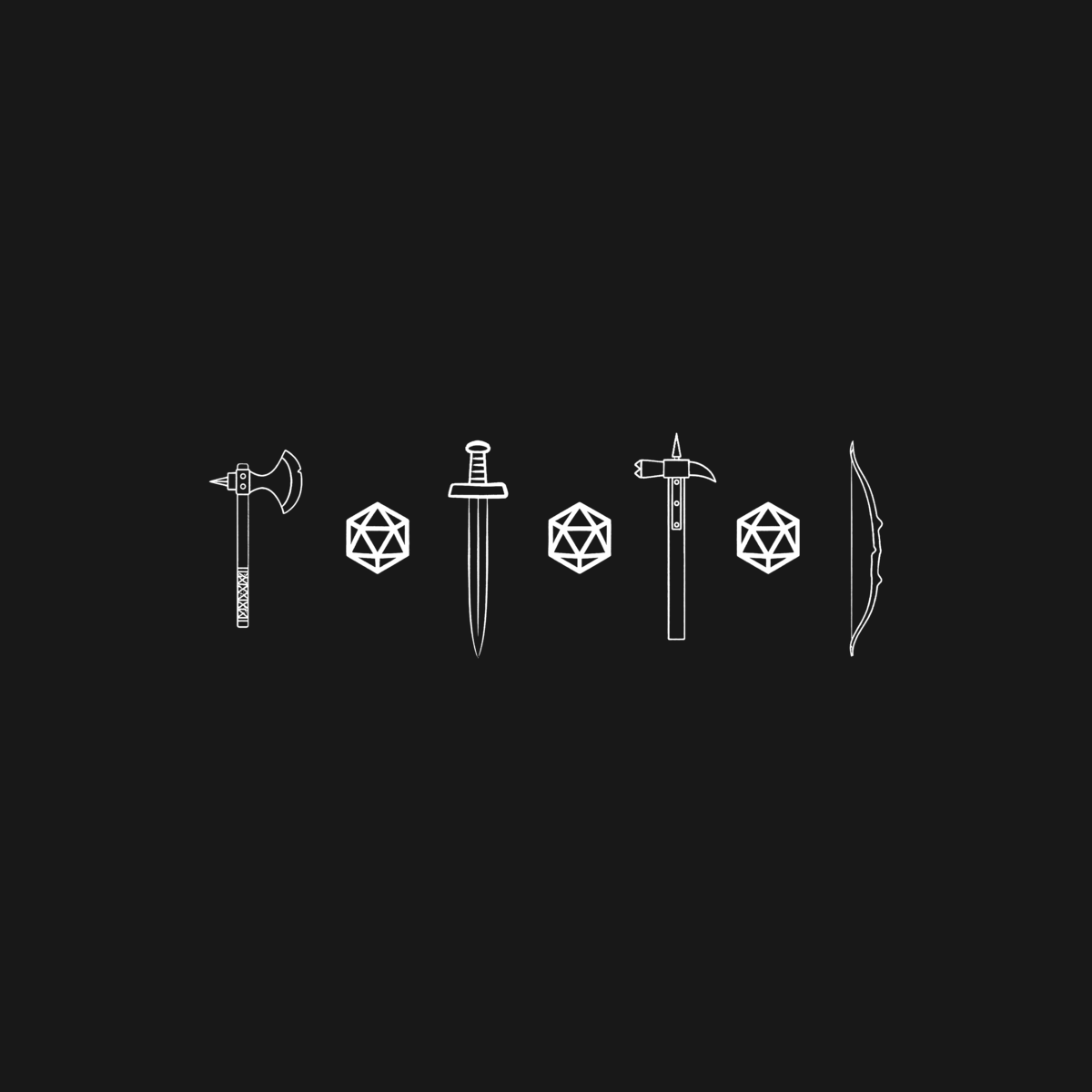 Dice Roller | Weapons & d20 Tee design artwork