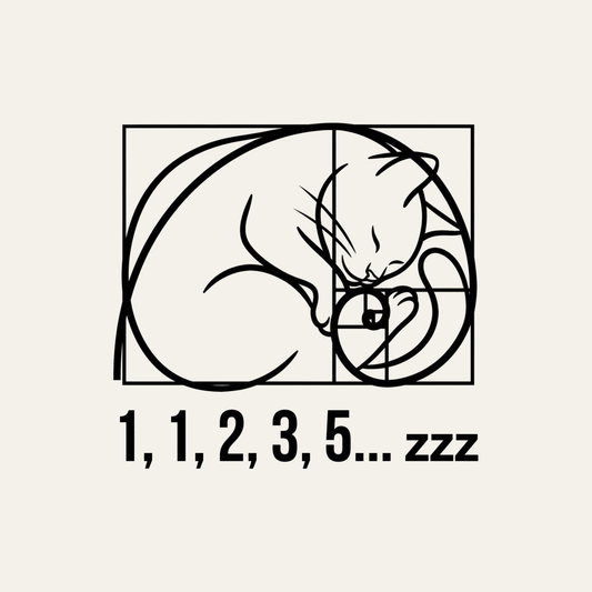 Fibonacci Cat: 1, 1, 2, 3, 5... zzz | Math Cat Tee design artwork