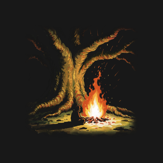 Fire Under the Great Tree | Retro Fantasy design artwork