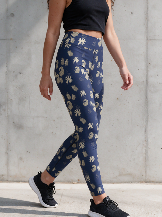 Woodblock Wave | Yoga Leggings worn