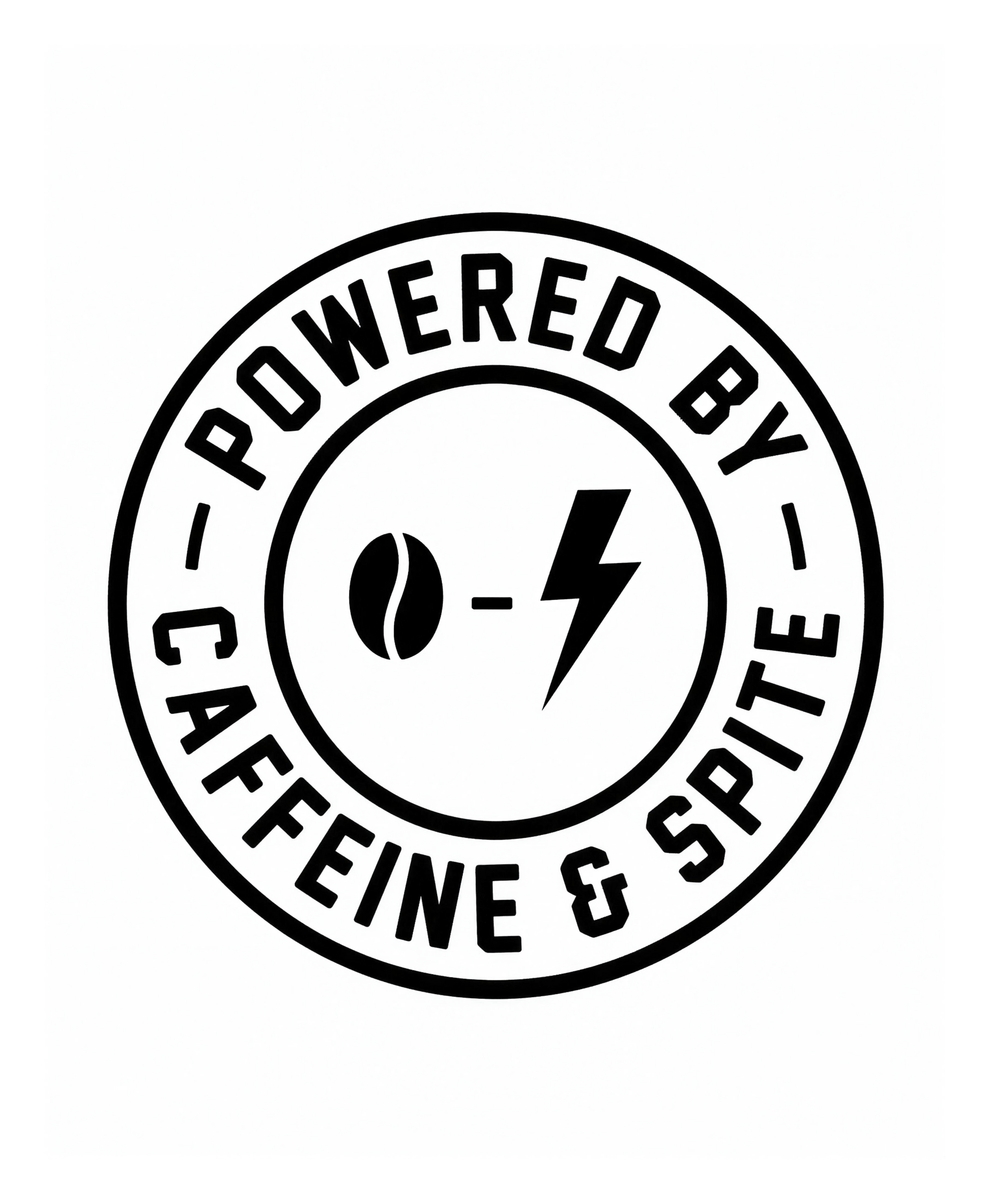Powered by Caffeine & Spite | Kiss-Cut Sticker