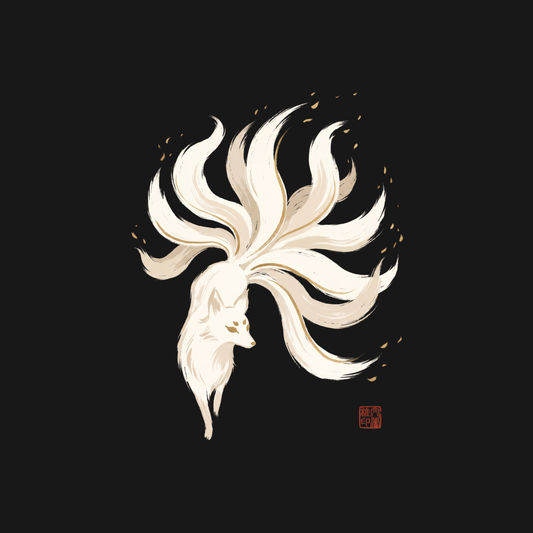 Kitsune Ink | Japanese Fox Sumi-e Shirt | Vintage Tee design artwork