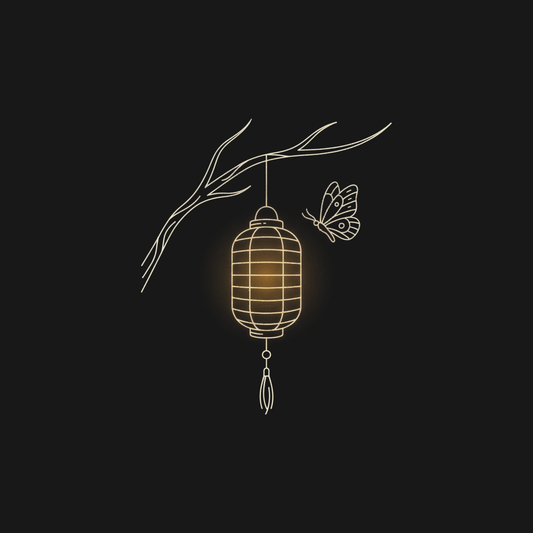 Lantern and Moth | Japanese Minimalist Tee design artwork