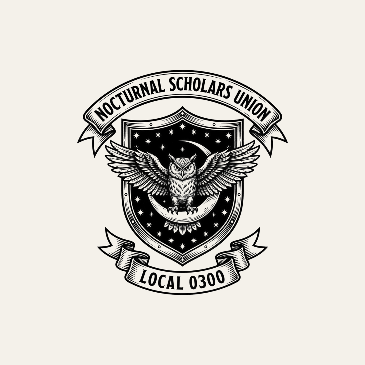 Nocturnal Scholars Union: Local 0300 | Crest Tee design artwork