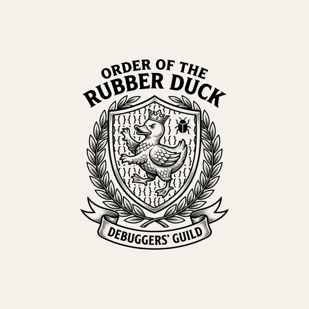 Order of the Rubber Duck: Debuggers' Guild | Crest Tee design artwork