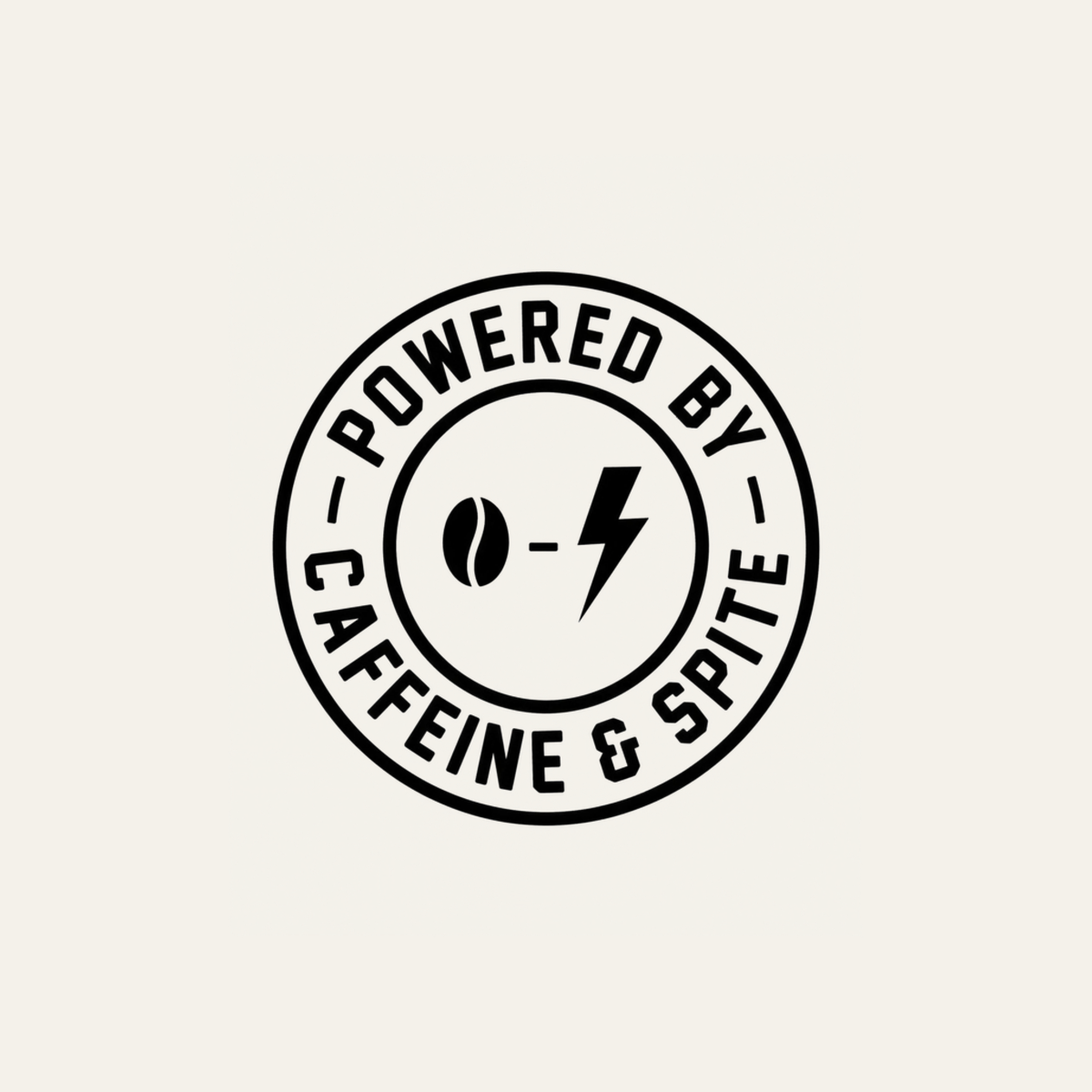 Powered by Caffeine & Spite | Badge Tee design artwork