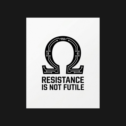 Resistance Is Not Futile: Ω | Electrical Engineering Tee design artwork