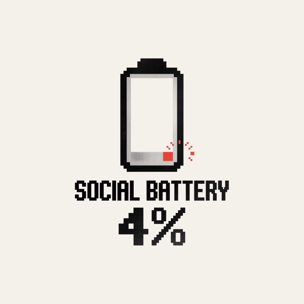 Social Battery: 4% | Introvert Tee design artwork