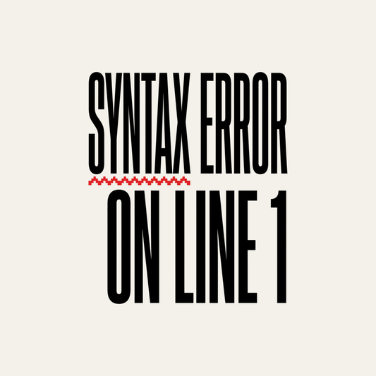 Syntax Error on Line 1 | Retro Programmer Tee design artwork