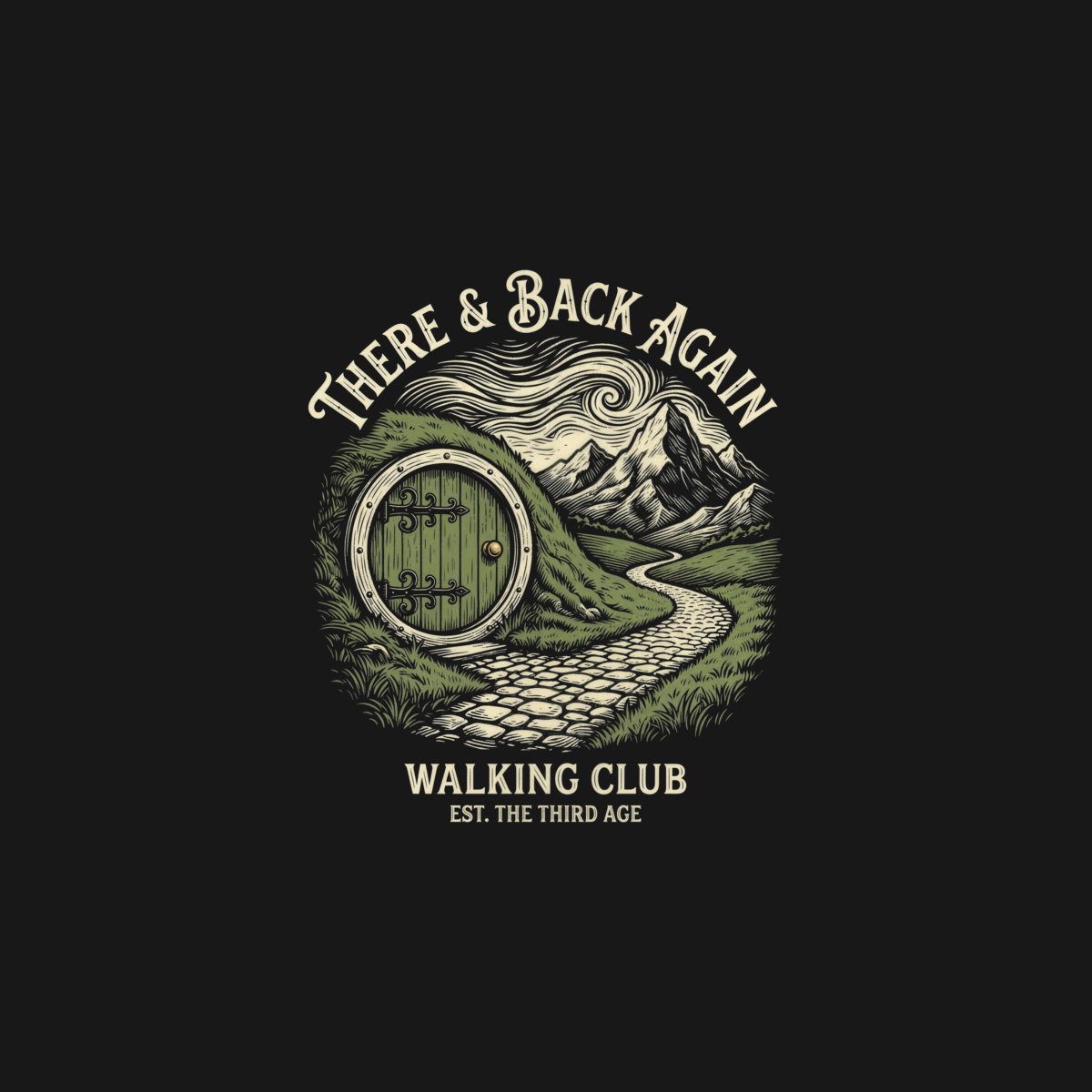There & Back Again Walking Club | Fantasy Walker Tee design artwork