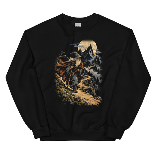 The Wandering Wizard | Retro Fantasy - Crewneck Black