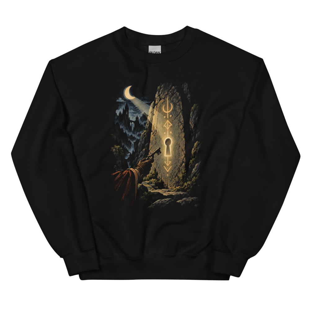 Moon Runes | Retro Fantasy - Crewneck Black