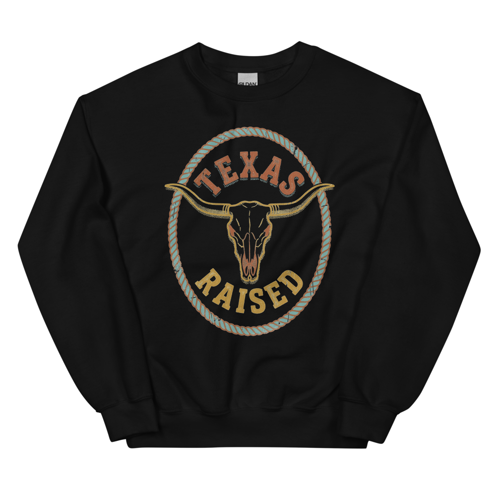 Texas Raised | Longhorn Badge Tee - Crewneck Black