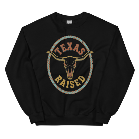 Texas Raised | Longhorn Badge Tee - Crewneck Black