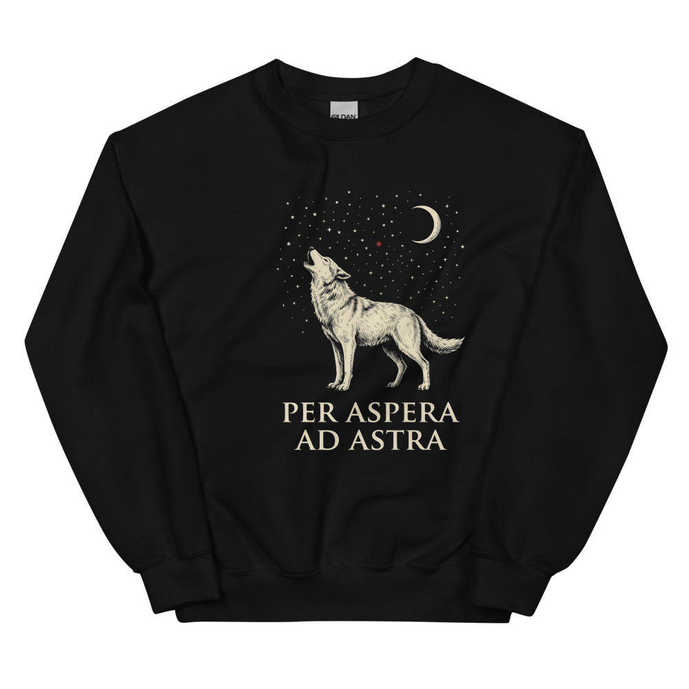 Per Aspera Ad Astra | Sci-Fi Latin Tee - Crewneck Black