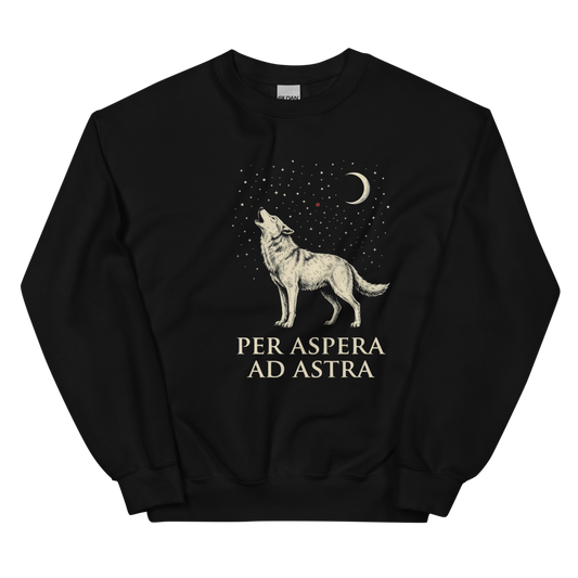 Per Aspera Ad Astra | Sci-Fi Latin Tee - Crewneck Black