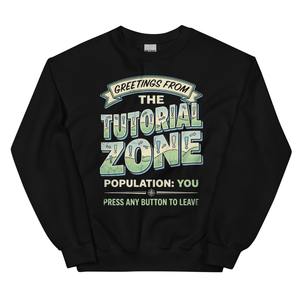 Greetings from the Tutorial Zone | Gamer Postcard Tee - Crewneck Black
