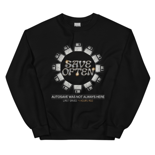 Save Often | Retro Computing Tee - Crewneck Black