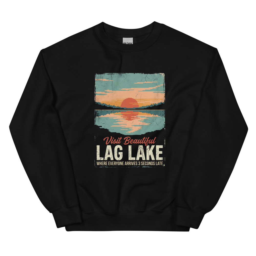 Visit Beautiful Lag Lake | Retro Gaming Travel Tee - Crewneck Black