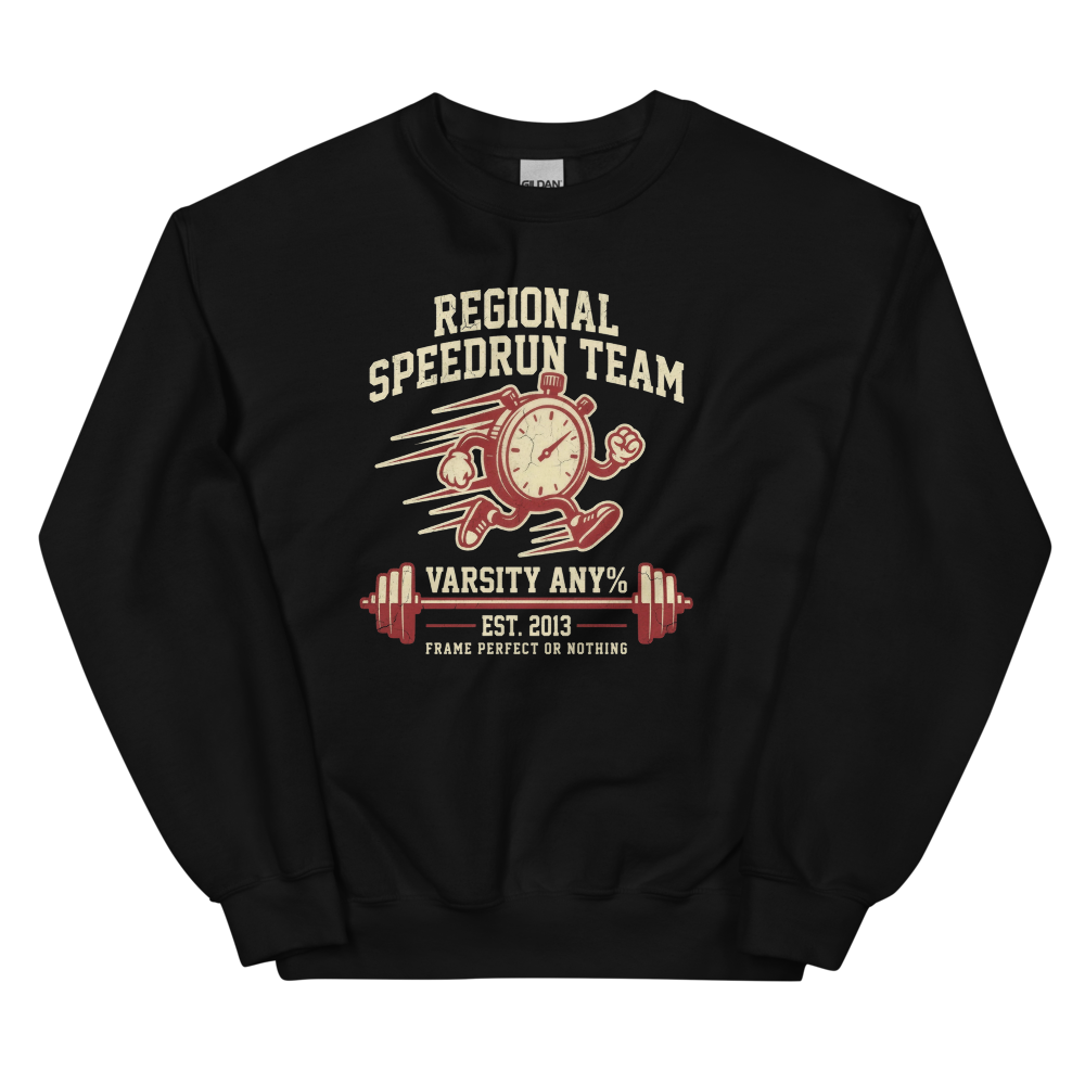 Regional Speedrun Team | Varsity Gamer Tee - Crewneck Black
