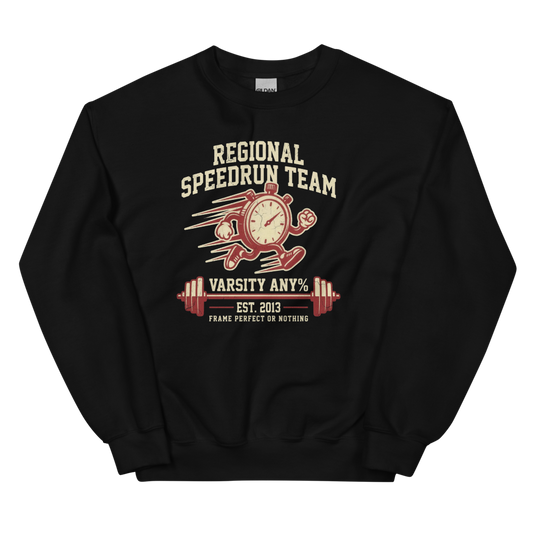 Regional Speedrun Team | Varsity Gamer Tee - Crewneck Black