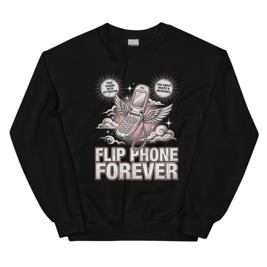 Flip Phone Forever | Y2K Bootleg Tee - Crewneck Black