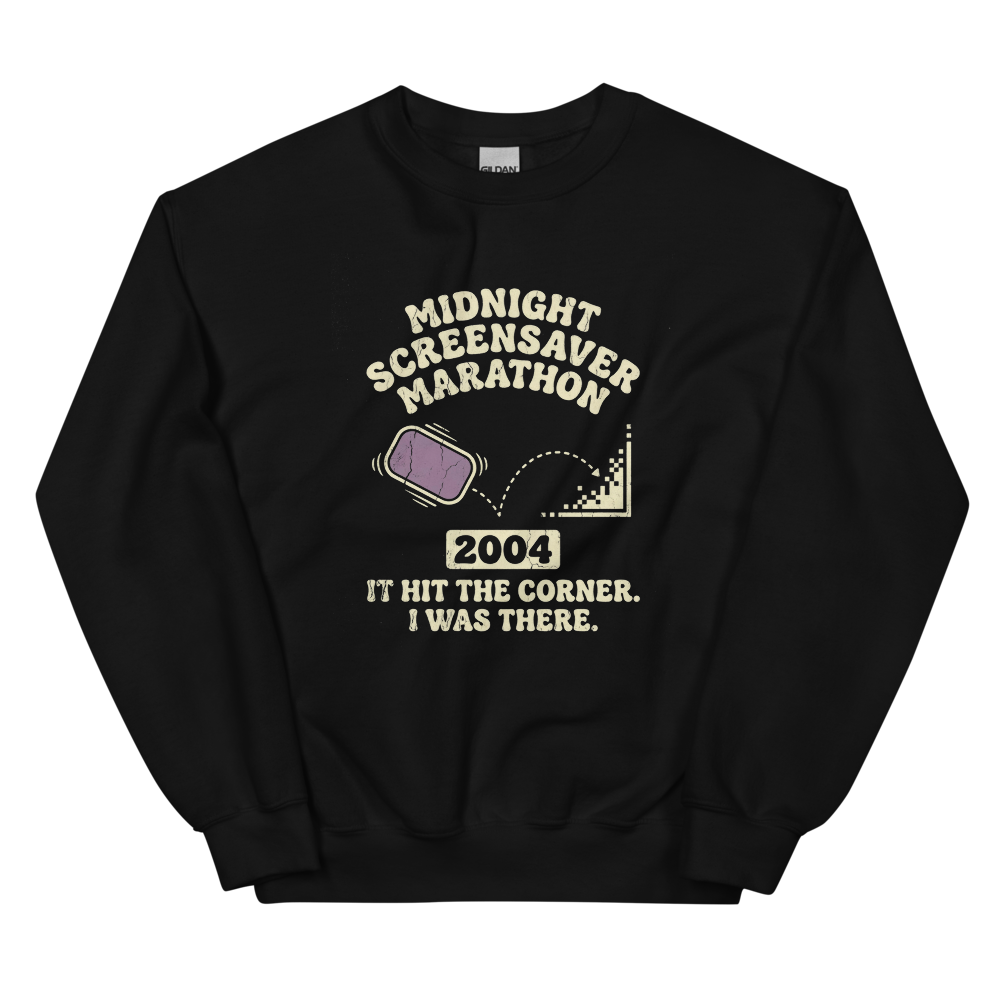 Midnight Screensaver Marathon | Retro Computer Tee - Crewneck Black