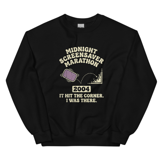 Midnight Screensaver Marathon | Retro Computer Tee - Crewneck Black
