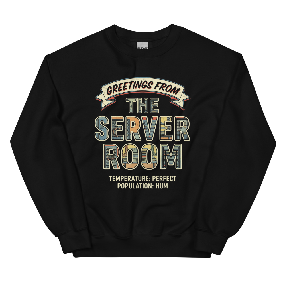 Greetings from the Server Room | IT Postcard Tee - Crewneck Black