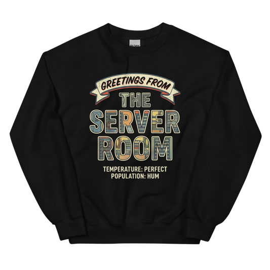 Greetings from the Server Room | IT Postcard Tee - Crewneck Black