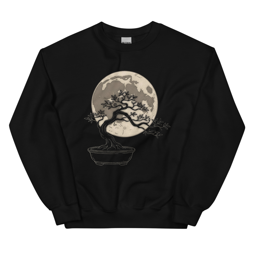 Bonsai Moon | Japanese Minimalist - Crewneck Black