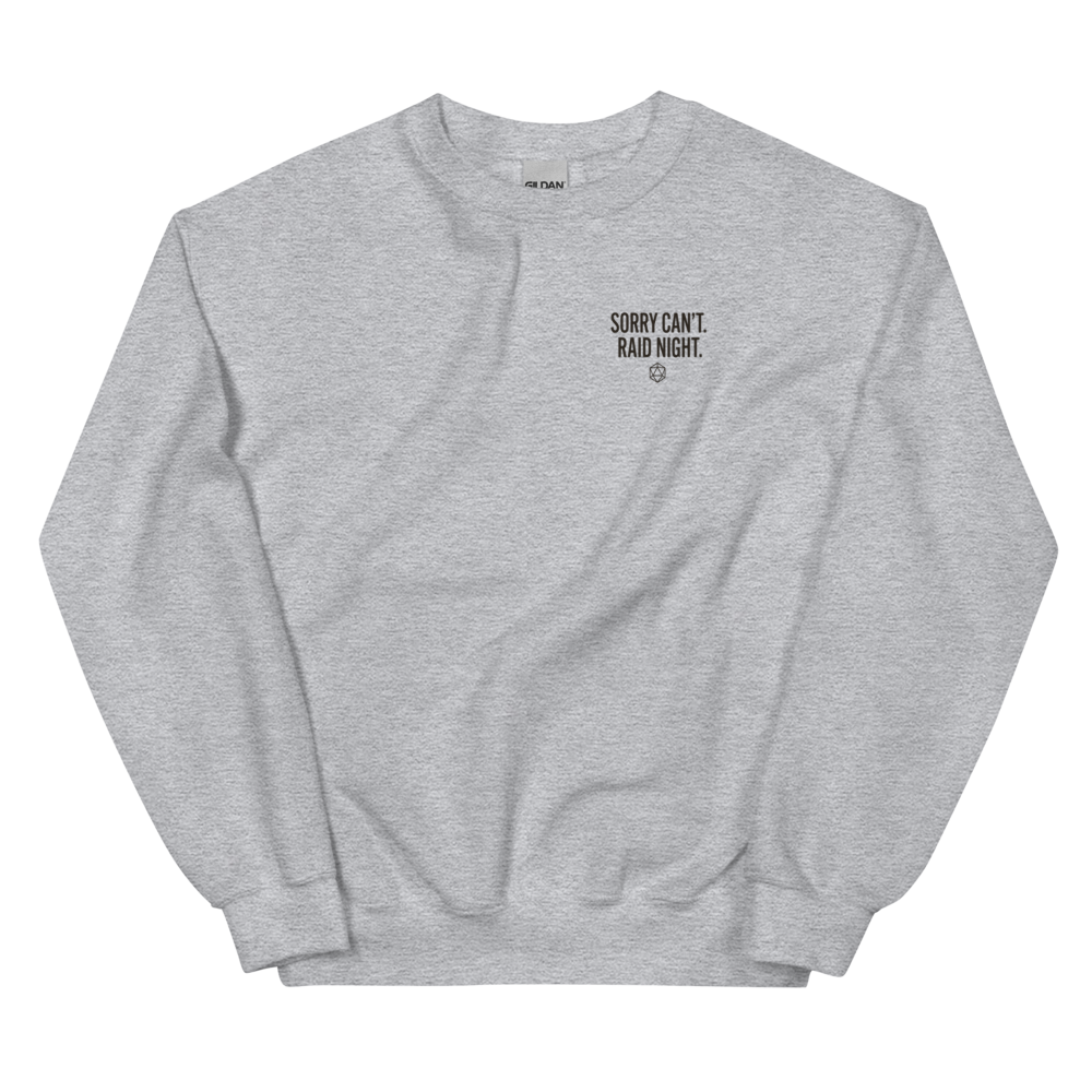 Sorry Can't. Raid Night. - Sweatshirt Heather Grey