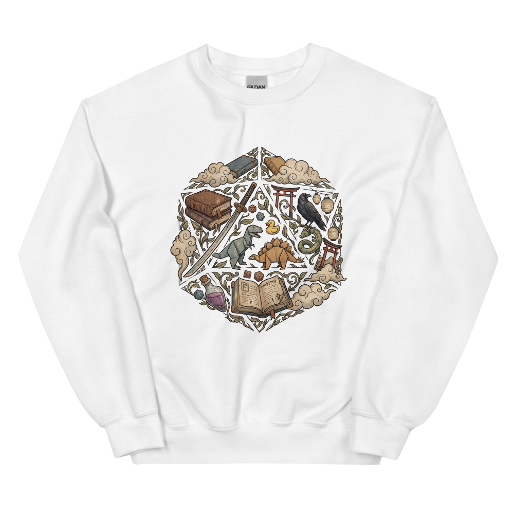 The Subtle Nerd Universe | d20 Montage Shirt | Vintage Tee - Crewneck White
