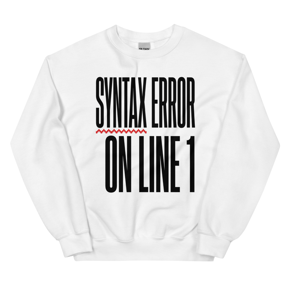 Syntax Error on Line 1 | Retro Programmer - Crewneck White