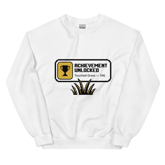 Achievement Unlocked: Touched Grass | Gamer Tee - Crewneck White