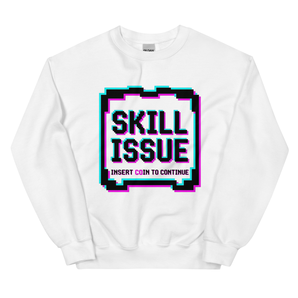 Skill Issue: Insert Coin to Continue | Retro Arcade Tee - Crewneck White