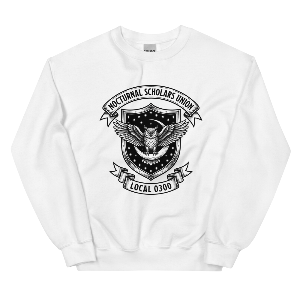 Nocturnal Scholars Union: Local 0300 | Crest - Crewneck White
