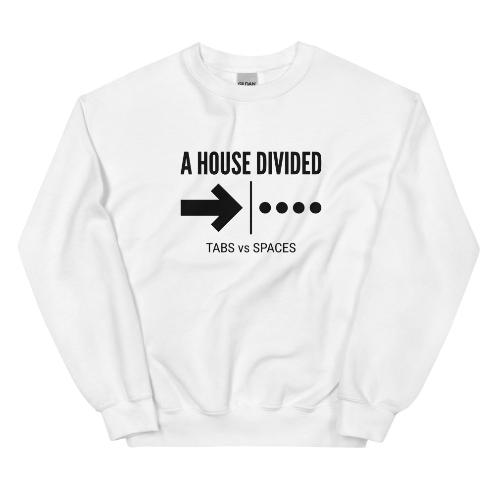 A House Divided: Tabs vs Spaces | Programmer - Crewneck White