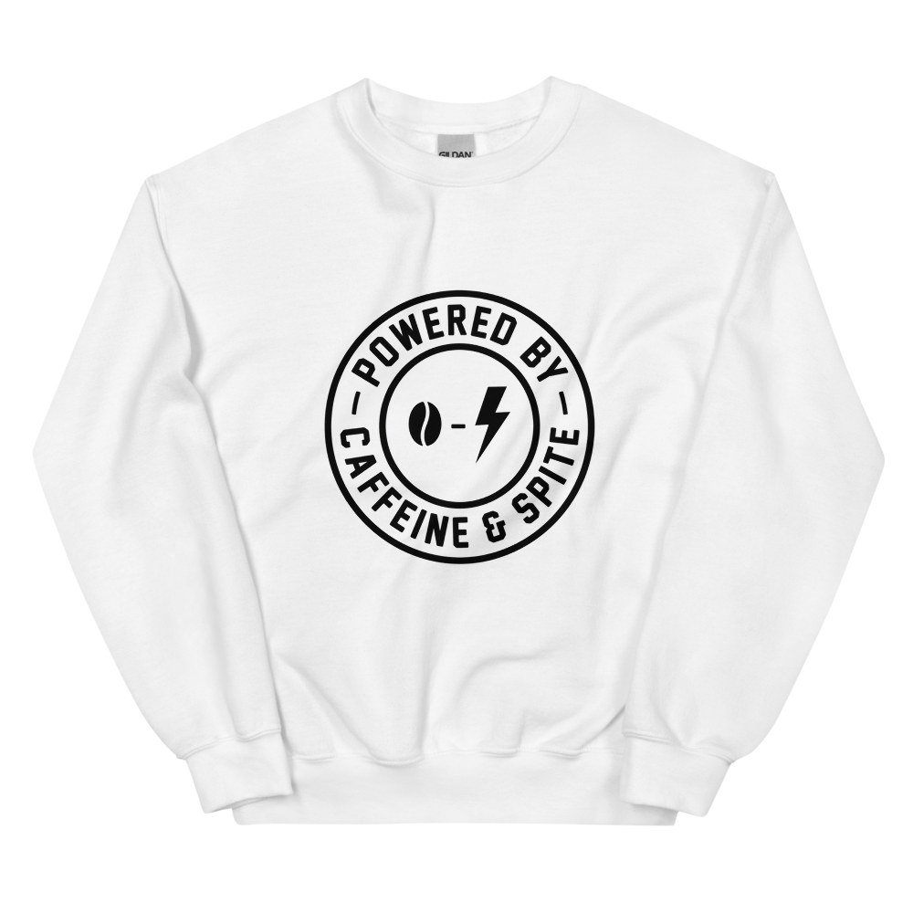 Powered by Caffeine & Spite | Badge Tee - Crewneck White