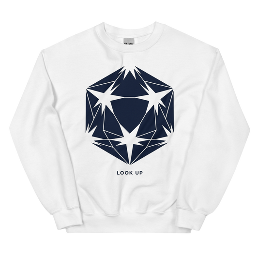 Look Up: d20 Constellation | Stargazer TTRPG Tee - Crewneck White