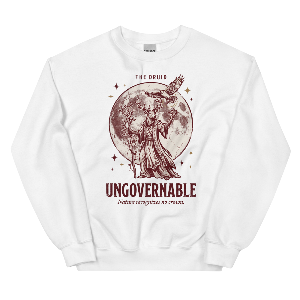 Druid - Ungovernable | TTRPG Class | Vintage Tabletop RPG - Crewneck White