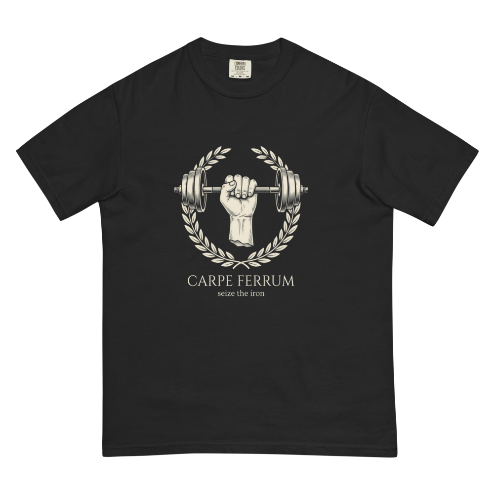 Carpe Ferrum: Seize the Iron | Latin Gym Heavyweight Tee - Black