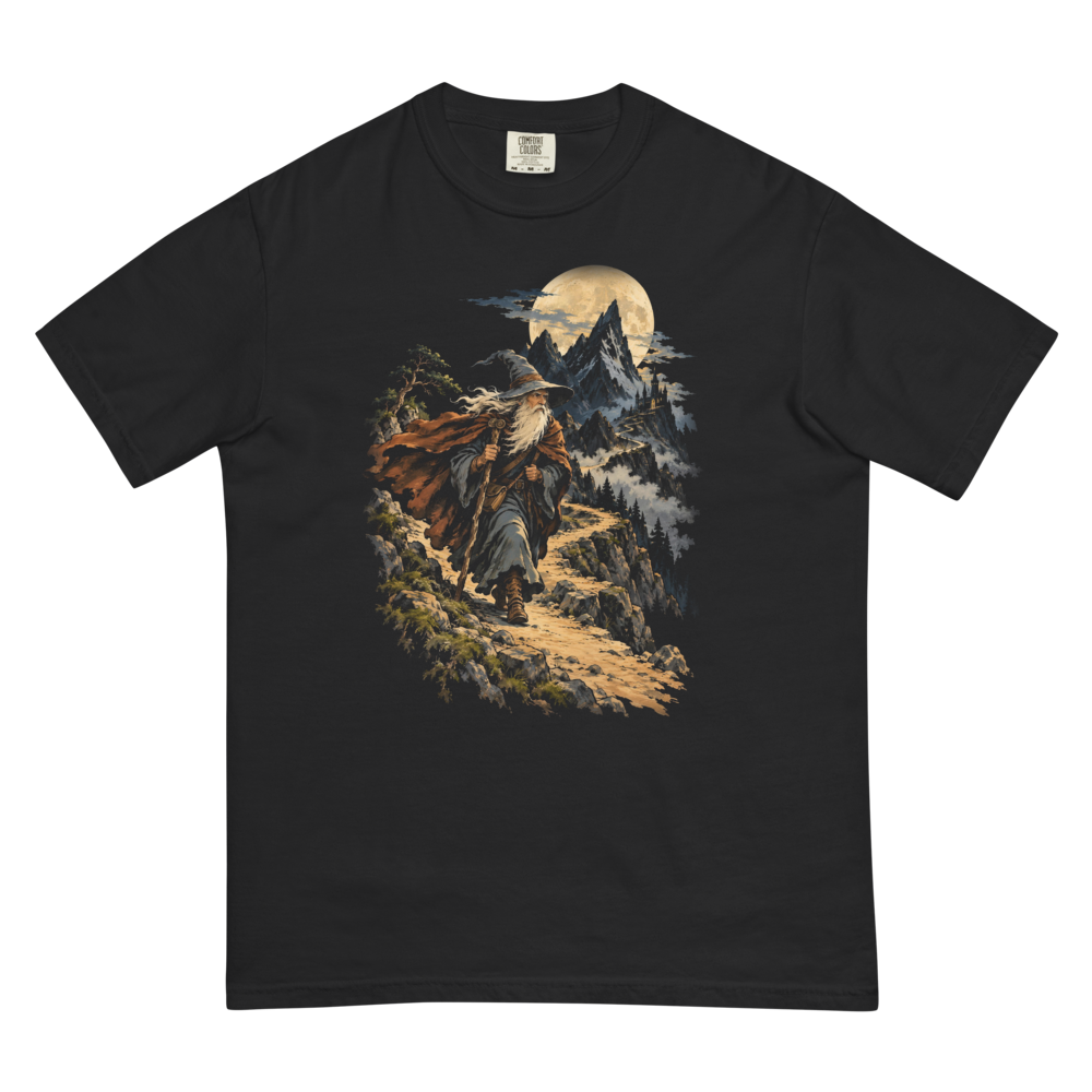 The Wandering Wizard | Retro Fantasy - Tee Black (artwork corrected)