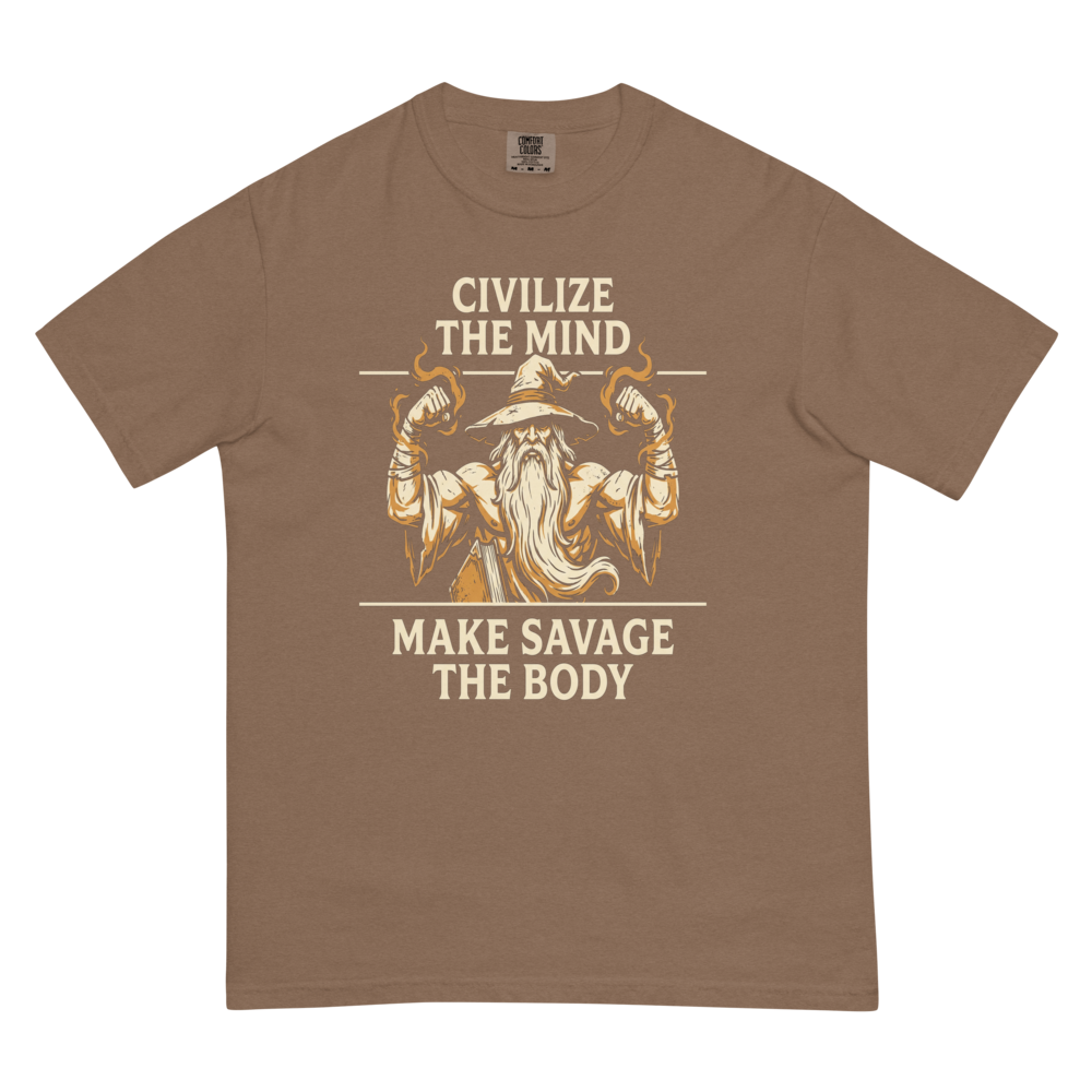 Civilize the Mind | Make Savage the Body Tee - Espresso