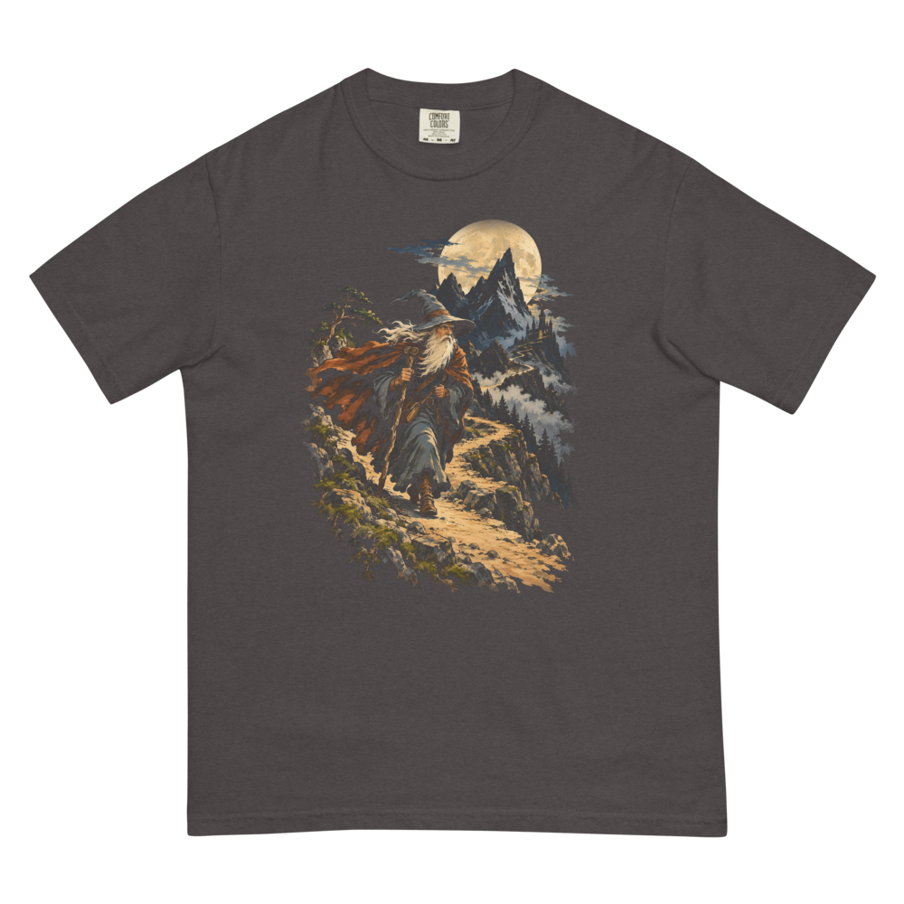 The Wandering Wizard | Retro Fantasy - Tee Graphite (artwork corrected)